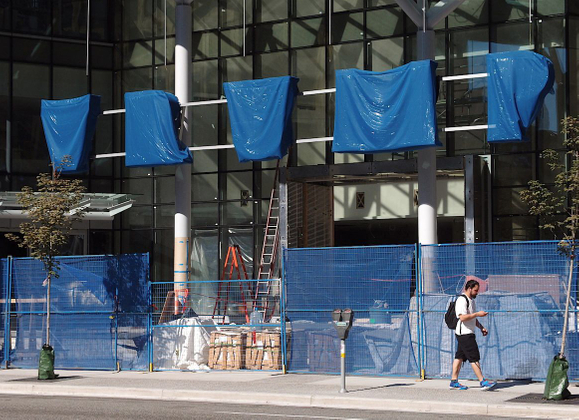 Original site of TRUMP letters (building signage), Vancouver, 2016.