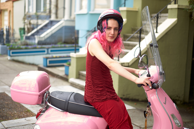 Holden on Pink Vespa
