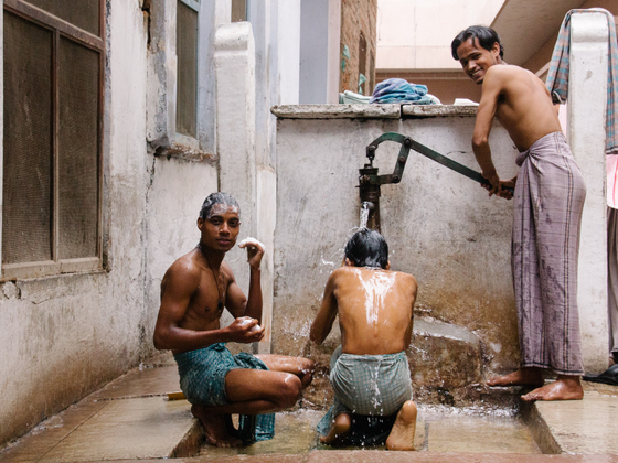 Indian boys bathing. India