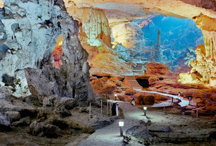 Interior with Penguin Trash Cans, Dau Go Cave, Halong Bay, Vietnam, 2009