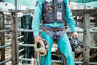 Eight Seconds / William Junior Dougan is a Belgium Bull rider. I took this portrait during the French Festival of Rodeo "Equiblues" ,Ardeche , France , August 2017.