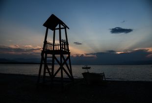 Sunset with clouds at Lichades islands
