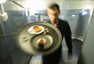 Runner with food.
