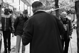 Street preacher in a noose