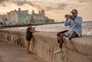 trumpet player, The Malecon, Havana, Cuba