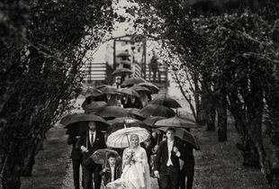 Together happy in the rain