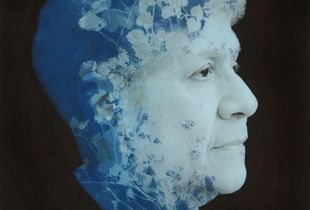 Reina with Ground Ivy Impression 16" x 20" unique cyanotype on archival pigment print © Barbara Ciurej and Lindsay Lochman, 2013