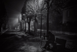 Alone in the City  : Old man in the mist