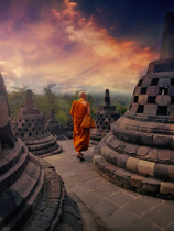 Monk - Borobudur Temple. Indonesia