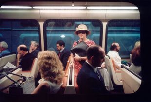Woman wearing dark glasses.
