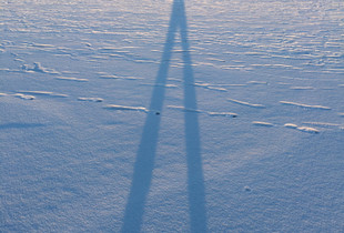 My shadow on a frozen lake