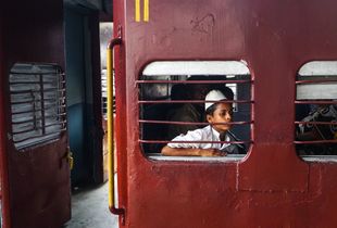 A boy in train