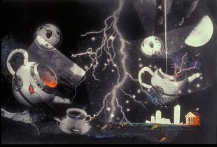 Detail from print from laser-copy transparencies with collage and paint, approximately 20"x48", ca. 1993, ©Joanne Leonard