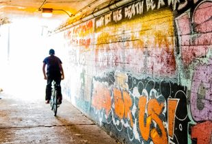 Biker Leaving the Austin Blvd Viaduct, Cicero IL