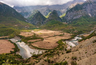 Vjosa river upstream near the Greek border