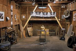 Duct Tape Works garage installation, interior view