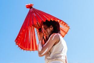 Anri Kobayashi of Dadadadan Tenko performing during the Oerol Festival at Terschelling, The Netherlands, Jun. 17, 2017.