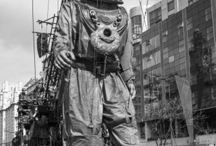The Uncle Giant 'waltzing' through the streets of Liverpool on the 2012's Sea Odyssey event.