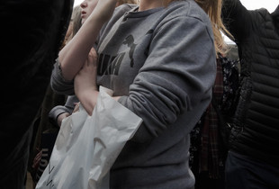 Woman in crowd
