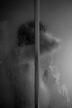 After a long day taking a shower.