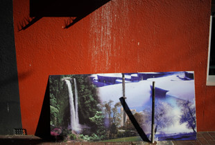 Landscape leaning against a wall