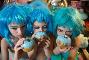 Three painted pumpkins