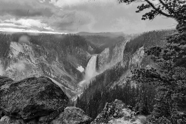Yellowstone Falls in Snow