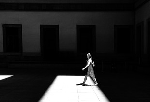 Walking through the atrium of the Reina Sofia museum