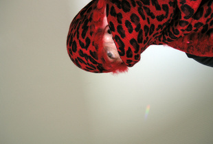 self portrait with a red chinese scarf I