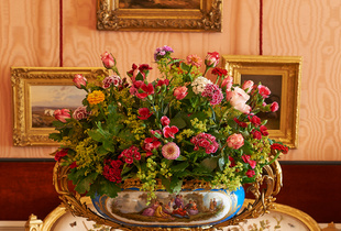 historical flower arrangement in historical rooms at Paleis Het Loo Apeldoorn The Netherlands