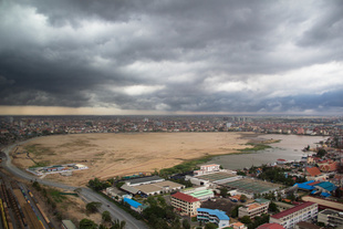 A panoramic shot of Boeung Kak lake taken on May 2011 shows the last section of water remaining.