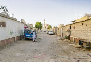 then - Street in Shabiya 12 leading to thelocal mosque. I liked the vanishinglines to the mosque. Shot on March 2013