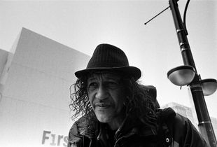 Man Outside the Salvation Army hostel, Hamilton, Ontario