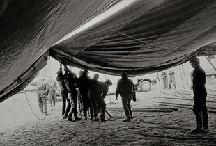 Setting up the tent