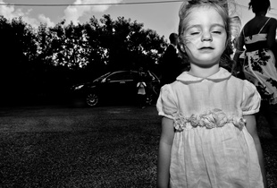 little girl with closed eyes