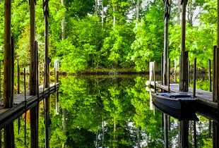 Boat slip reflection