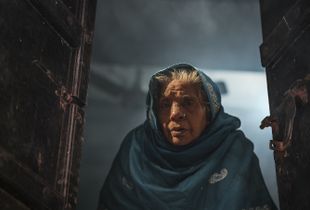 Woman in temple doorway