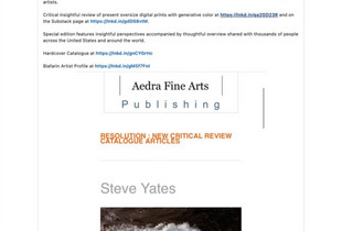 Resolution: New Critical Review essay and international exhibition by Aedra Fine Arts Publishing: https://www.aedrafinearts.com/catalogue 2025
