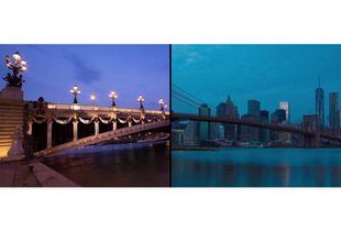 Still from the split-screen time-lapse video, Paris-NY © Franck Matellini