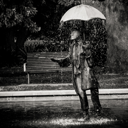 A Men with an Umbrela