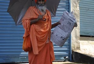 Morning readings in Rishikesh