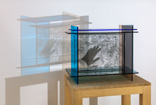 Viewfinder Clash #1, 2020-2021 Modules from transparent colored Acrylic, Gelatin Silver print on glass, 30 x 38 x 18.5 cm