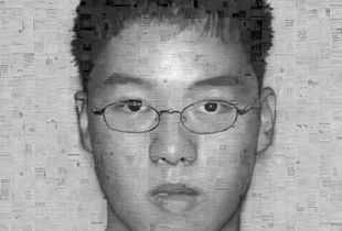 News portrait # 6 (school shooter Cho),151 x 132 cm, archival pigment print on Dibond, framed, 2013