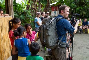 Curious Quechua kids in Ahuano, Ecuador