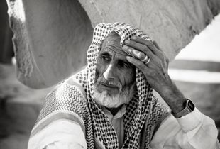 Syrian refugee in camp near Jeeza, Jordan