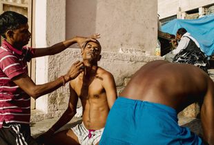 Morning shave.