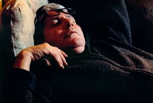 Sleeping Man with Eyeglasses Pusked Back