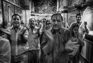 Celebrants at the temple