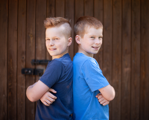 'Identical Twins' in the words of Archie,  “We are identical twins but my brother is a bit taller than me. We were at a Roller Coaster Park a few years ago, and Finn was just tall enough to go on the Vortex ride, but I wasn’t, which was really annoying. But my Dad gave me extra marshmallows to make up for it, so it wasn’t all bad!”