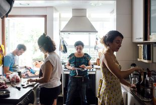 Family preparing lunch